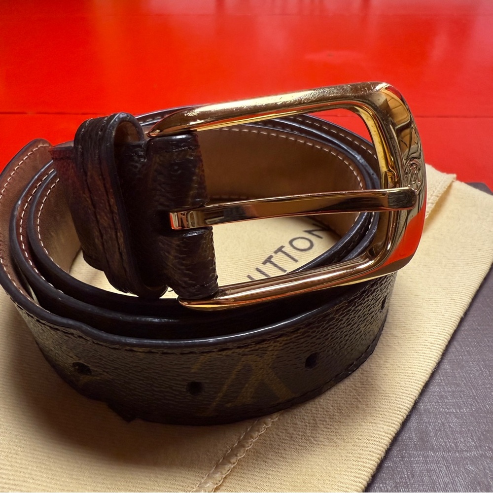 LOUIS VUITTON CURVED BELT SIZE 90 dust bag and box added extra hole - Picture 2 of 12